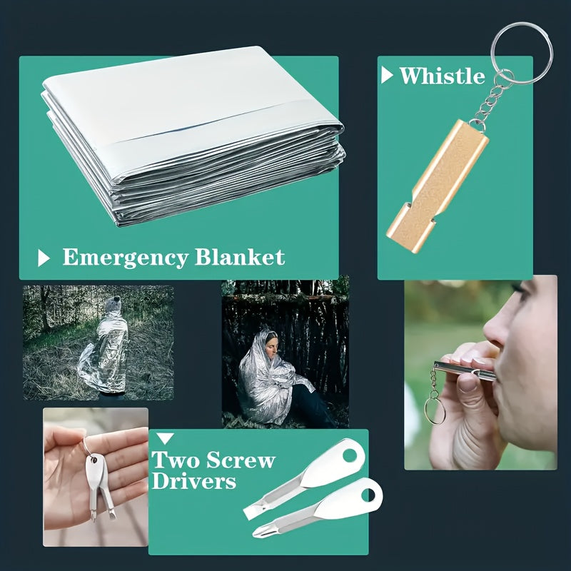 36-Piece Compact Outdoor Survival Kit – Emergency Camping Gear Set with First Aid Tools for Hiking, Backpacking & Wilderness Adventure, Great Gift for Outdoor Enthusiasts