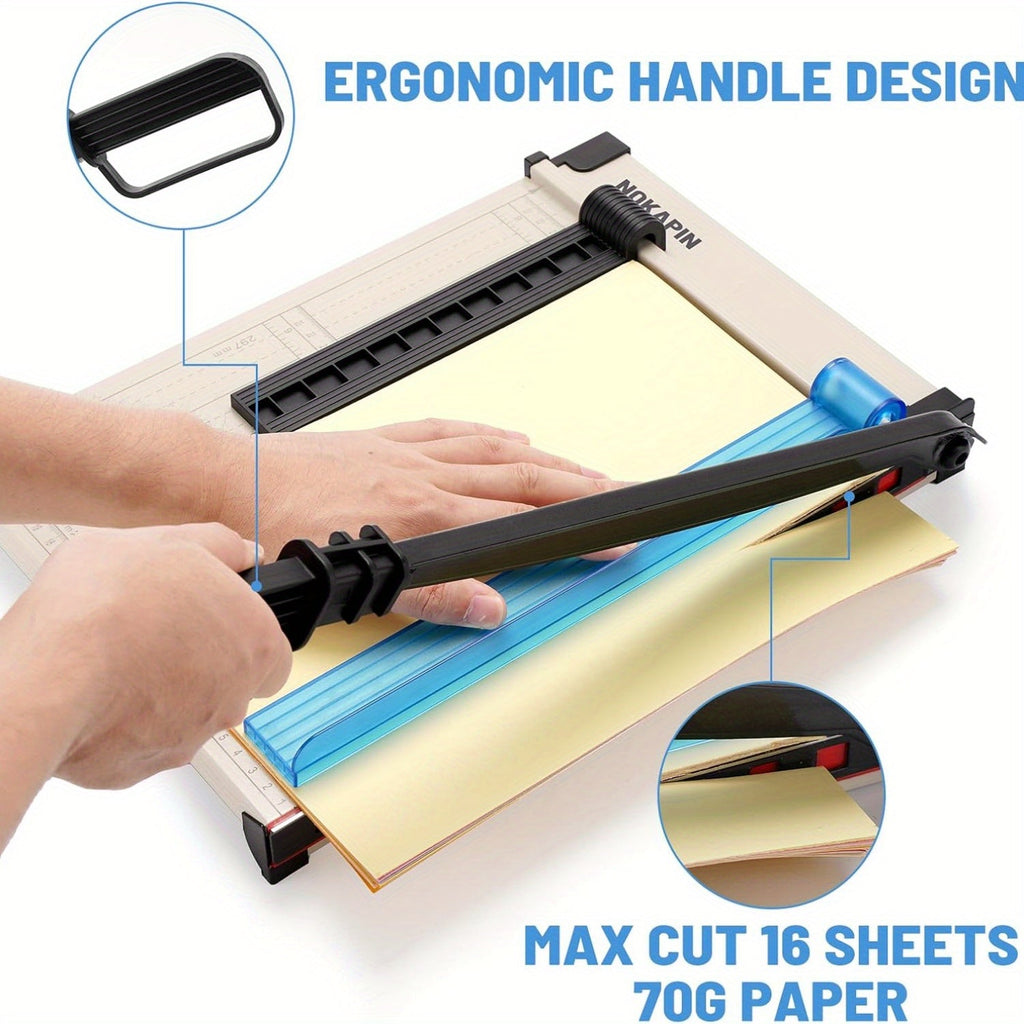 12 Inch Heavy-Duty Guillotine Paper Cutter Trimmer Safety Guard Corner Rounder Laser Grid Non-Slip Base White Photos Cardstock Scrapbook Office Craft Cutting Tool