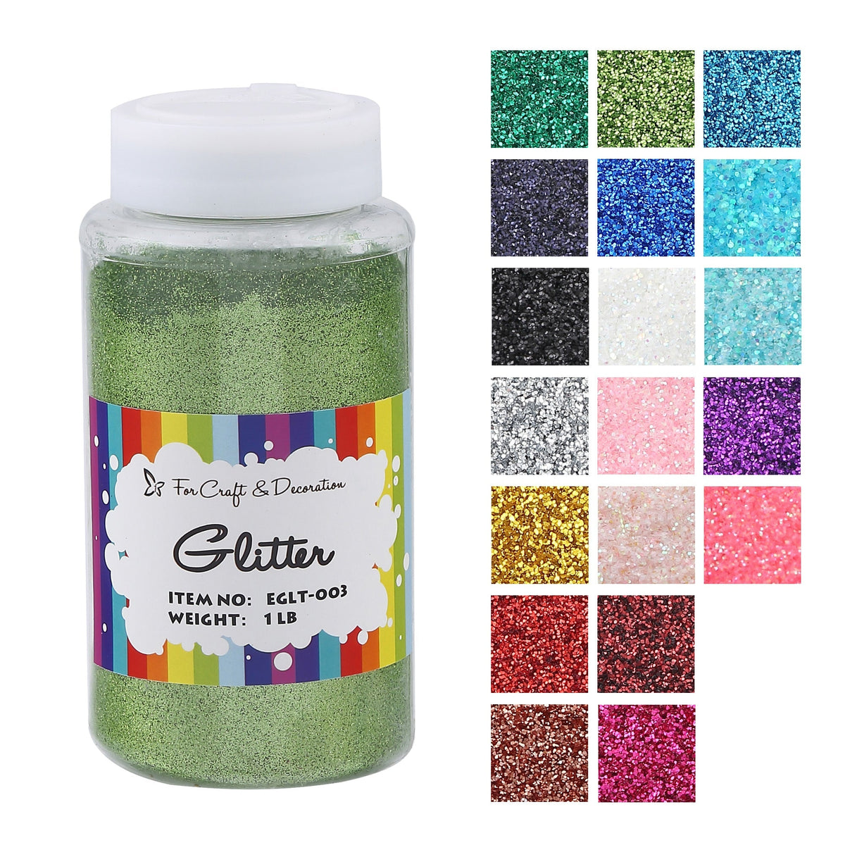1lb Craft Glitter Powder 19 Colors – Fine Ultra Fine Chunky Glitter with Shaker Top for Tumblers Resin Scrapbooking DIY Crafts, Bulk Glitter for Kids Adults Artists