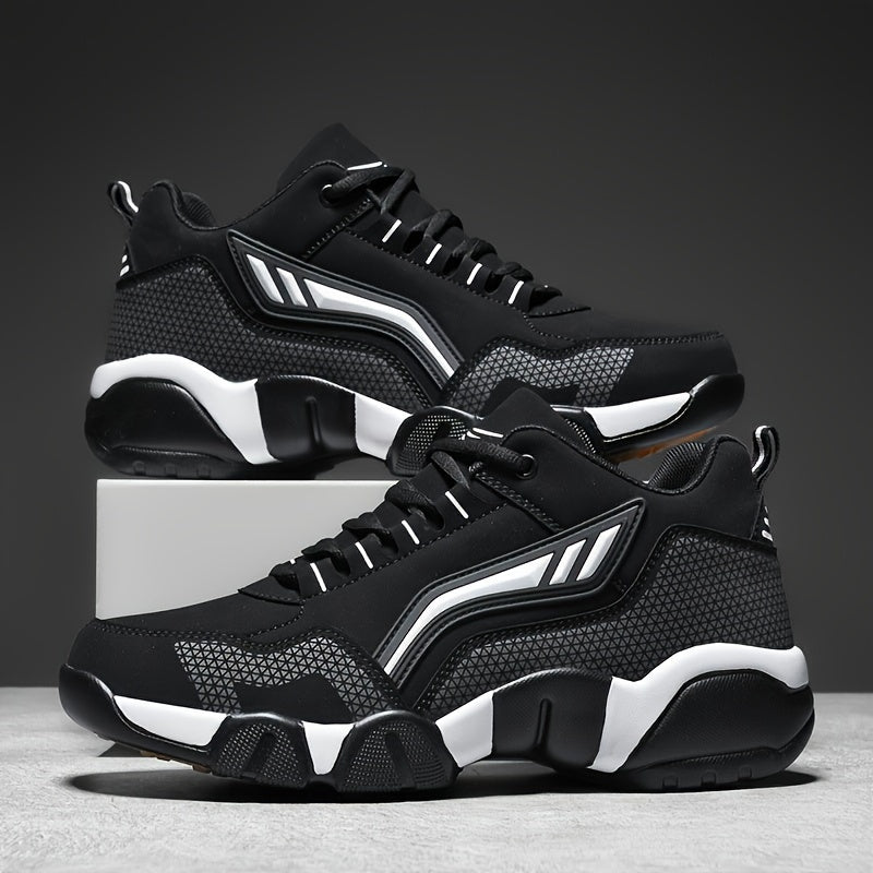 Men's Platform Dress Sneakers Thick Cushioned Sole Lace-Up Low-Top Shoes Black White Orange Non-Slip Rubber Outsole All-Season Office Casual Formal Footwear for Men US Sizes 6.5–14 | Nova Mart