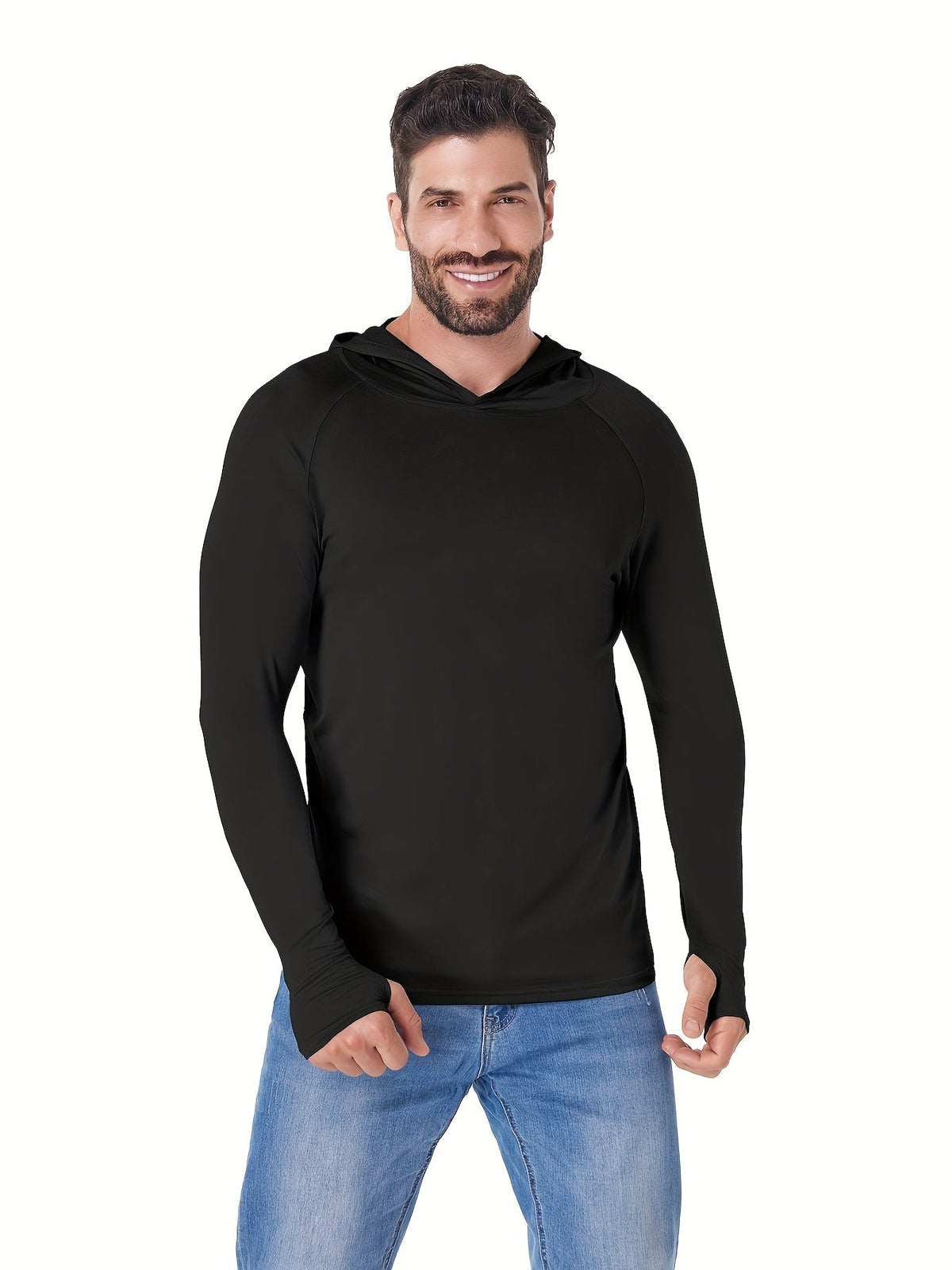 5 Pack Men's Long Sleeve Hooded Fishing Shirts UPF Sun Protection – Lightweight Moisture-Wicking Rash Guard for Fishing Hiking Kayaking Boating Outdoor Sports, Sizes S-XXL, 3 Mixed Color Sets