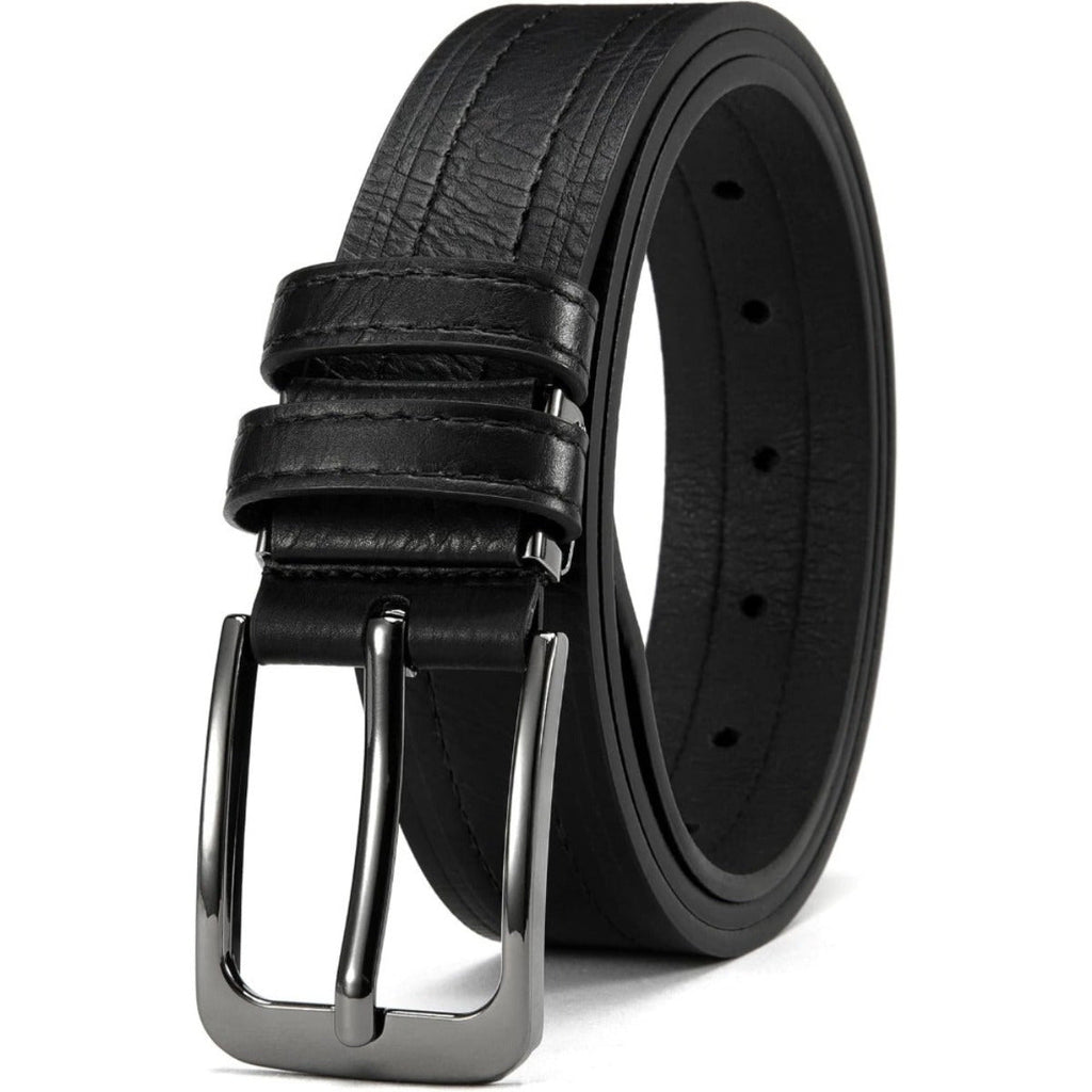 2-Pack Men's Leather Dress Belt Gift Box – 1.25" Single-Pin Removable Buckle Adjustable 30"-52" Black Brown Business Casual Jeans Work Outdoor Belt Set, Birthday Father's Day Gift for Him