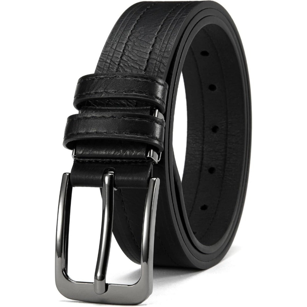 2-Pack Men's Leather Dress Belt Gift Box – 1.25" Single-Pin Removable Buckle Adjustable 30"-52" Black Brown Business Casual Jeans Work Outdoor Belt Set, Birthday Father's Day Gift for Him