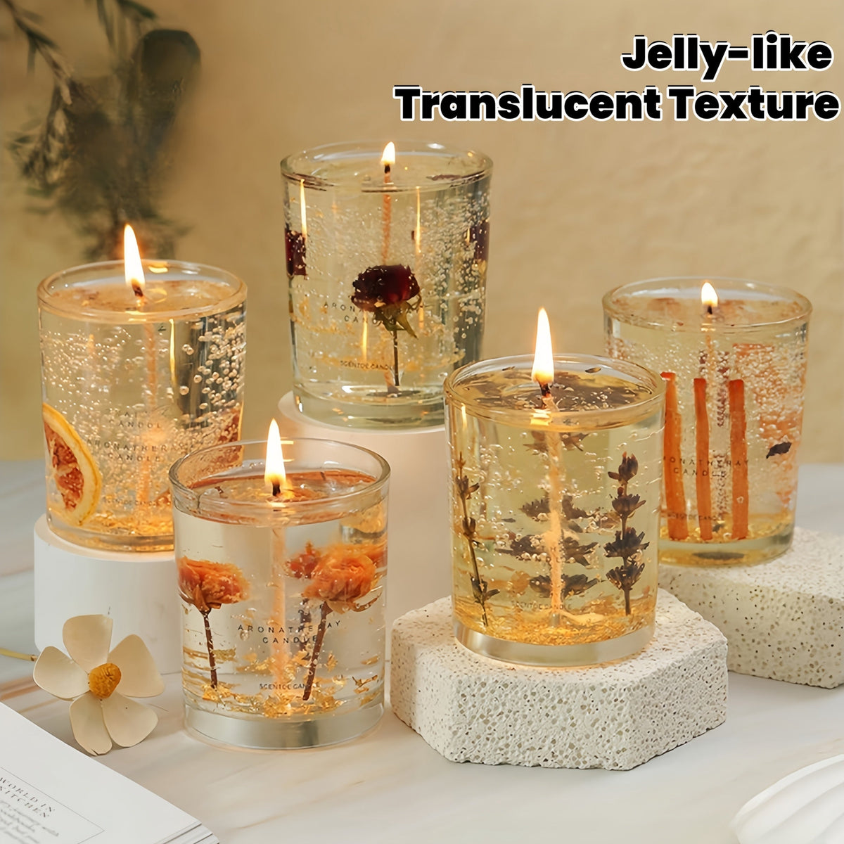 BlingFun Gel Candle Making Kit 400g Clear Jelly Wax 4 Colors 20pcs Wicks 20pcs Stickers 5pcs Wick Holders DIY Scented Candle Kit for Home Decor Craft Projects Beginner Candle Supplies