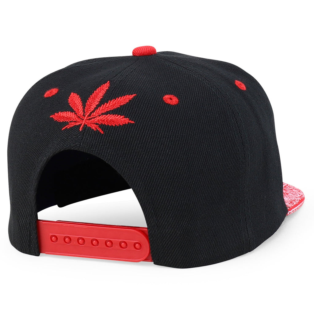 Rasta MJ Leaf 3D Embroidered Flat Bill Snapback Cap – Hip Hop Reggae Hat, Adjustable Snapback, One Size Fits Most, Unisex Streetwear Baseball Cap