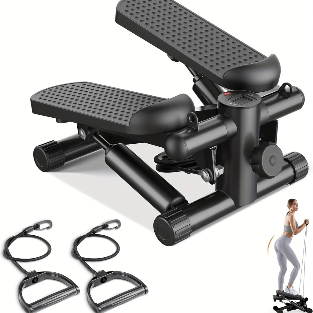 Mini Twist Stepper Machine with Resistance Bands - Portable Stair Stepper for Home Workout 300LBS Capacity Full Body Cardio Trainer for Legs Arms