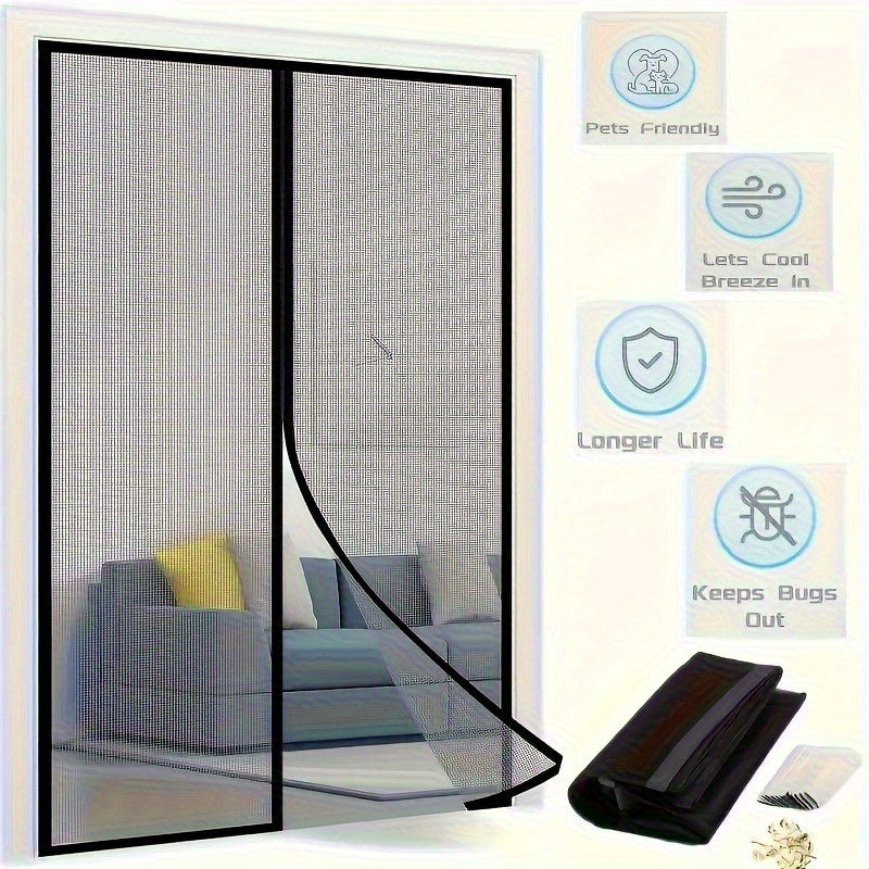 Magnetic Screen Door Hands-Free Auto-Close Heavy Duty Mesh Curtain – Bug & Insect Proof Pet & Kid Friendly for Front Door Kitchen Balcony Bedroom & Patio