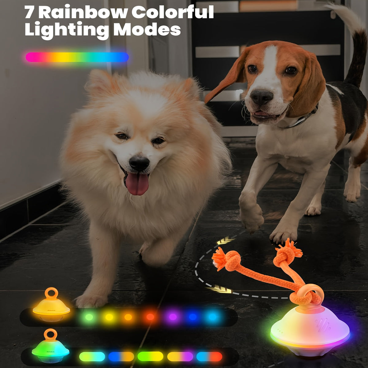 Automatic Moving Rolling Dog Ball Toy with Rope Motion Activated Voice Recording USB Rechargeable Interactive Stimulation Toy for Small Medium Dogs Boredom Relief Gray White