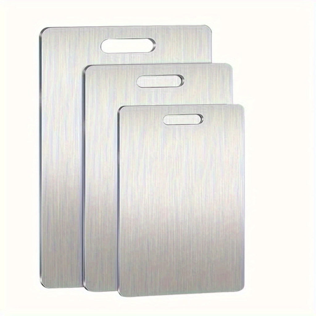 Stainless Steel Cutting Board Set of 3 Premium BPA-Free Rust-Resistant Easy to Clean Space-Saving Kitchen Chopping Boards for Meat Vegetables Fruit Food Prep