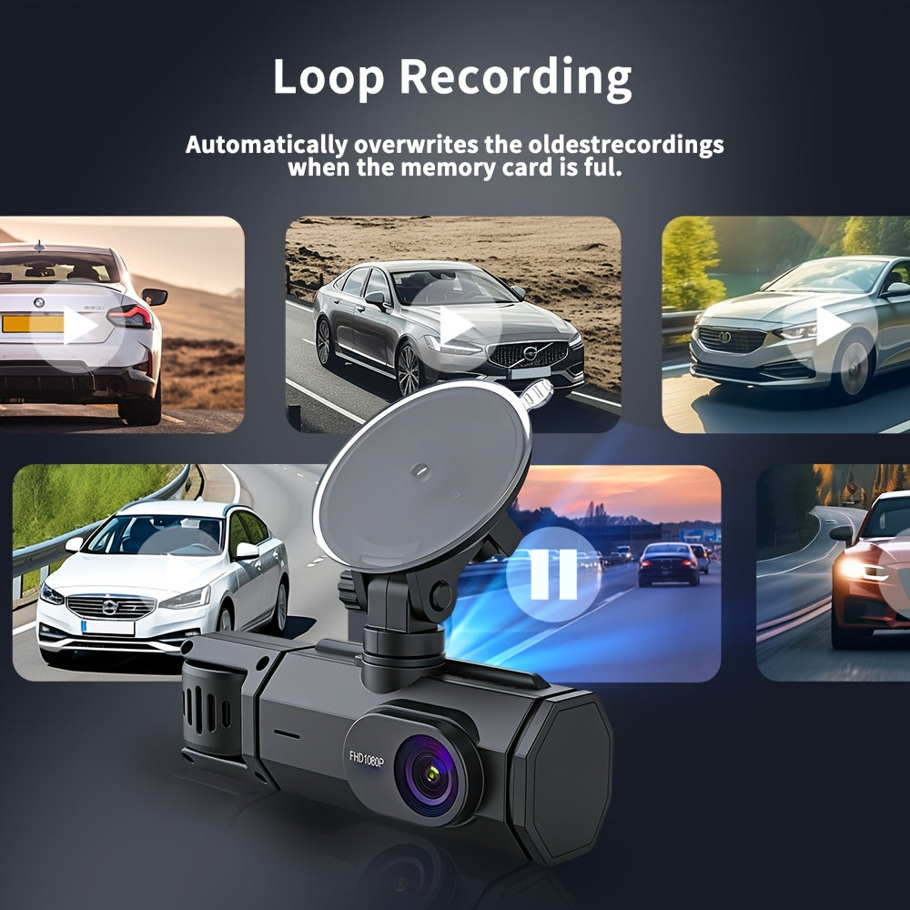 Dash Cam Front and Rear 1080P HD Dual Camera Night Vision 170° Wide Angle ADAS G-Sensor Loop Recording 24Hr Parking Mode 2 Inch IPS Screen for Cars Trucks SUVs