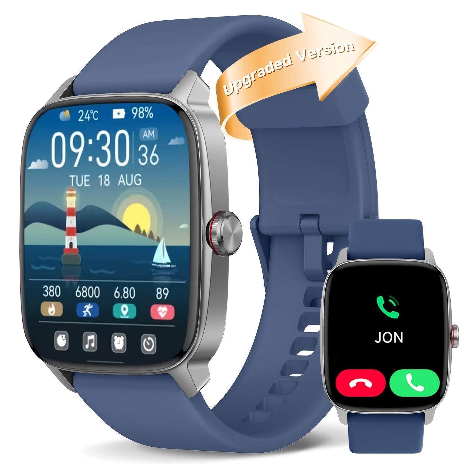 FAWEIO Smart Watch with Alexa & Wireless Calling – 1.8" HD Touchscreen Fitness Tracker, 100+ Sports Modes, Heart Rate SpO2 Sleep Monitor, Compatible with iPhone & Android for Women & Men