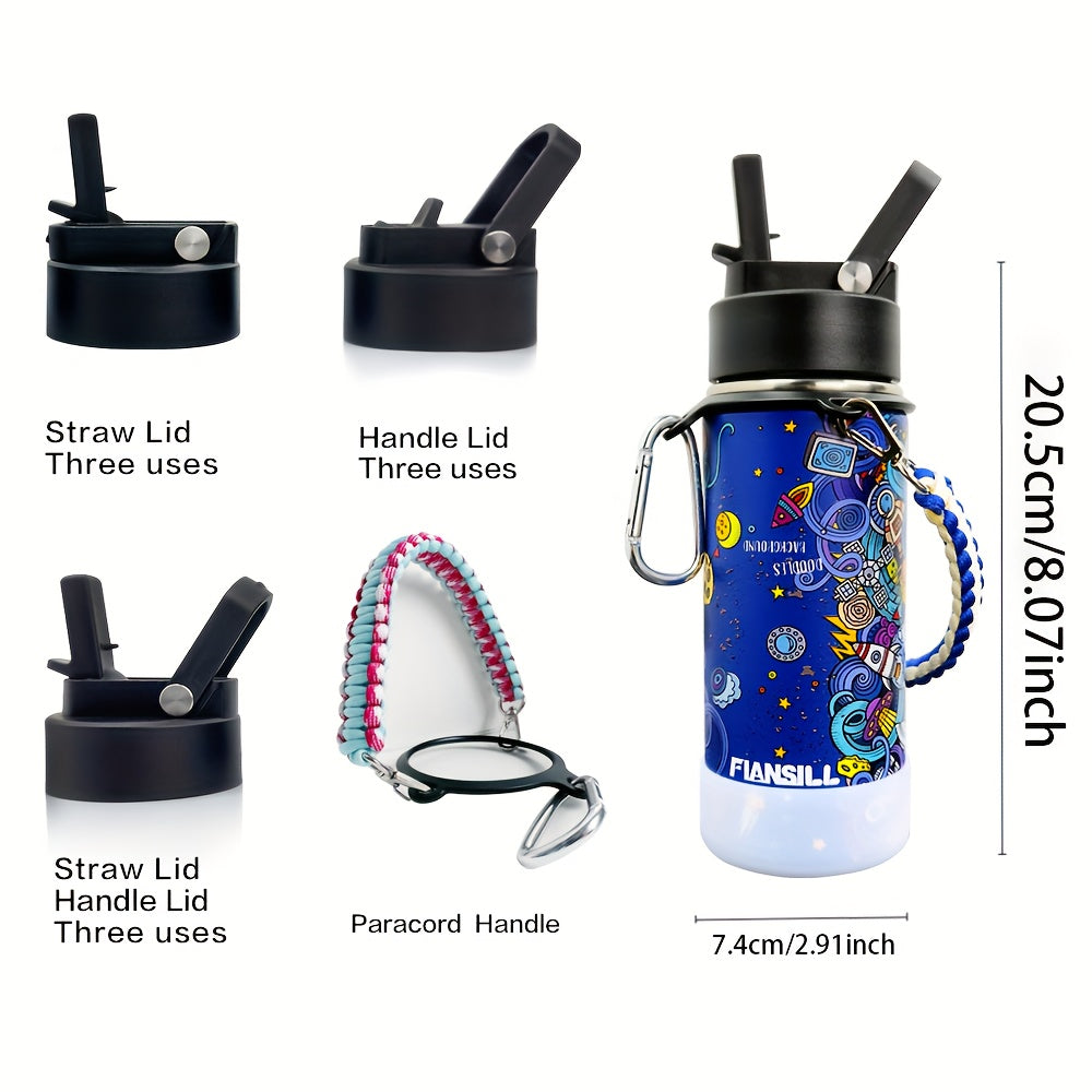 16oz Kids Stainless Steel Water Bottle – Vacuum Insulated, 3D Printed Design, Leak-Proof & BPA-Free, Cold 24H Hot 12H, Fun Styles for Boys & Girls – Perfect Gift for Students, School & Outdoor Activities
