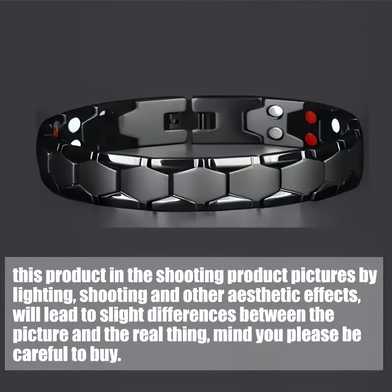 Men's Titanium Alloy Hexagonal Wide Bracelet 2-Piece Set – Hypoallergenic Water-Resistant Snap Ring Wristband Bold Geometric Fashion Jewelry Gift for Men Black Silver Gold