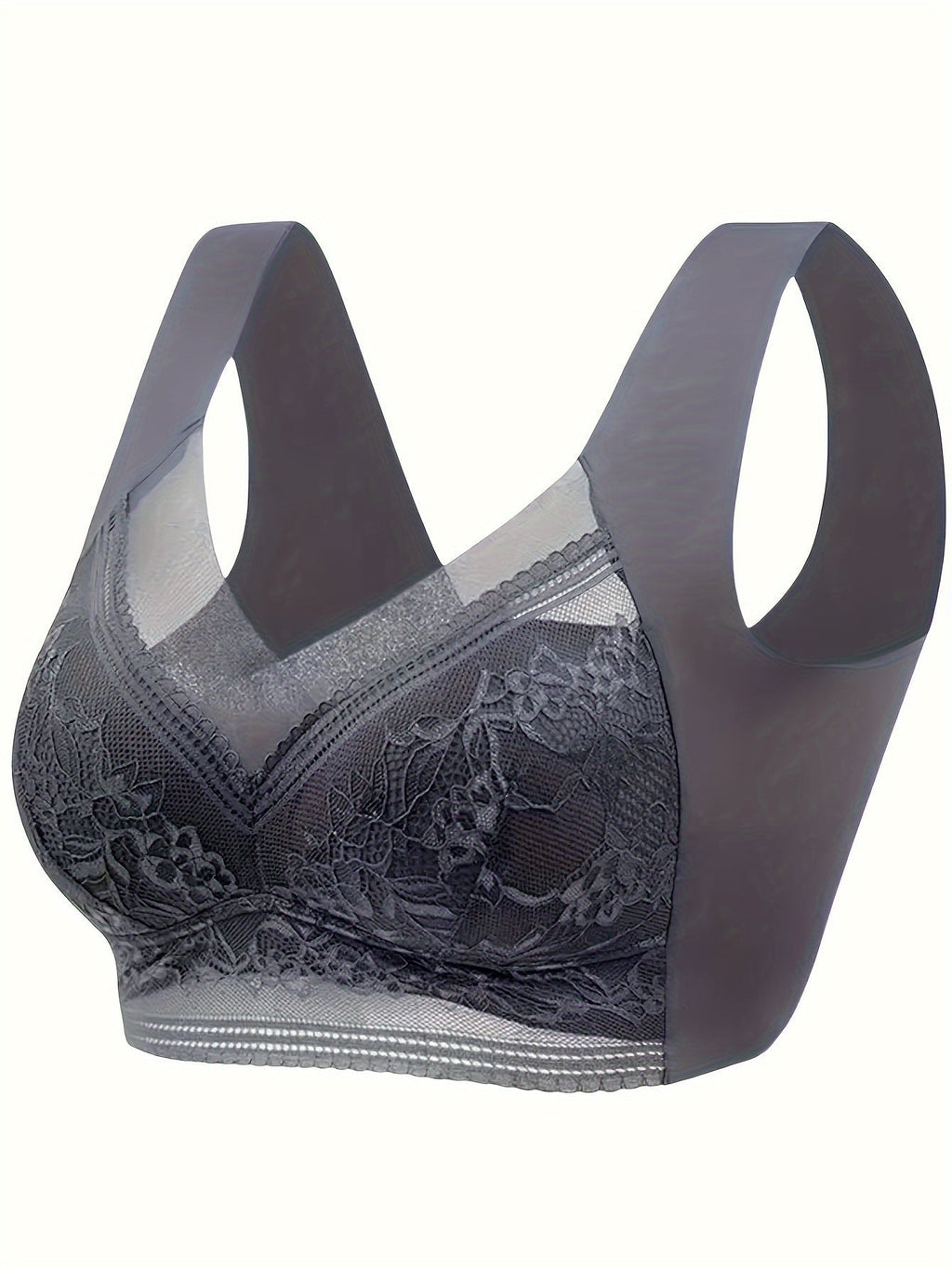 4 Pack Lace Ice Silk Bra Vest for Women – Wire-Free Gathered Support Traceless Seamless Camisole Bra with Beautiful Back Design, Breathable Thin Underwear S-XXL, 2 Multicolor Sets