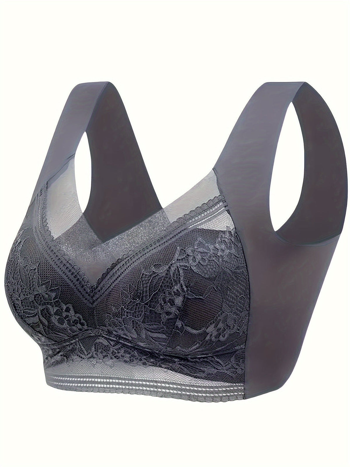 4 Pack Lace Ice Silk Bra Vest for Women – Wire-Free Gathered Support Traceless Seamless Camisole Bra with Beautiful Back Design, Breathable Thin Underwear S-XXL, 2 Multicolor Sets