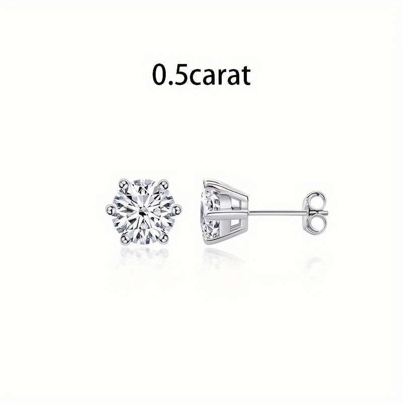 S925 Sterling Silver Moissanite Stud Earrings for Women – Vintage Elegant Style, 0.5CT 1CT 2CT 3CT, Gold & Silver, Daily Wear & Party Jewelry Gift