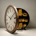 Wall-Mounted Diversion Safe Clock Hidden Secret Compartment Storage for Cash Coins Jewelry Valuables Silent Wall Clock Home Office Security Golden Black Silver