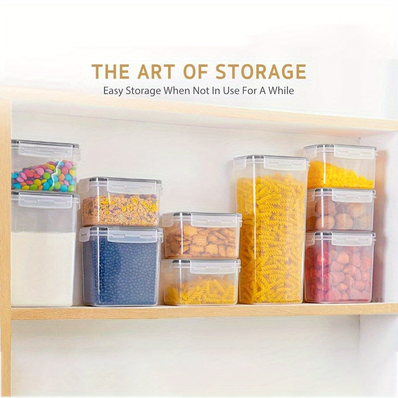 Airtight Food Storage Containers Set with Flip Lids, Labels & Marker – BPA-Free Plastic Pantry Organizer Boxes for Kitchen, Travel & Picnic, Fresh-Keeping Container Set in 12/14/20/48/84 Piece Options
