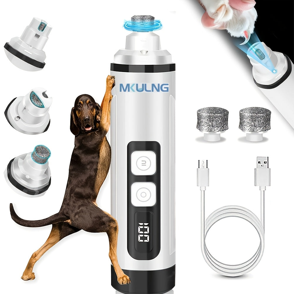 Quiet Dog Nail Grinder with LED Light – Upgraded 3-Speed Rechargeable Electric Pet Nail Trimmer & Grinder Kit, Painless Paw Grooming for Small Medium Large Dogs & Cats