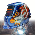Solar Auto Darkening Welding Helmet True Color Large View Area - DIN 9-13 Adjustable Shade, 1/25000s Fast Response, Lightweight 18.3oz Welder Hood Mask for MIG TIG Arc Welding, Eagle Lightning Black Fire