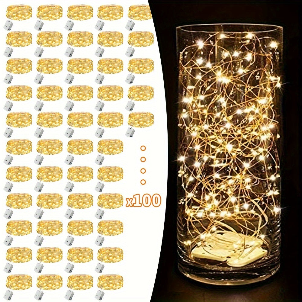 LED Fairy Lights Battery Operated 30 or 100 Pack 6.5ft 20 LED Silver Wire – Firefly String Lights for Wedding Christmas Halloween Bedroom Party & DIY Crafts