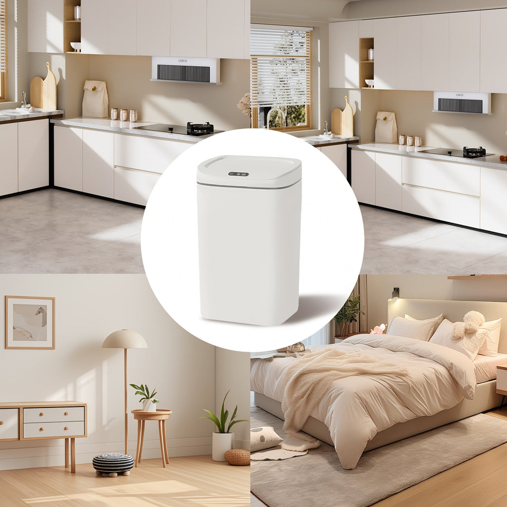 Touchless Smart Trash Can with Motion Sensor, 2.91 & 4.49 Gallon, Auto-Open Silent Close Lid, Battery Operated, Stainless Steel Look, for Kitchen, Bathroom, Office, Bedroom, RV & Home Use