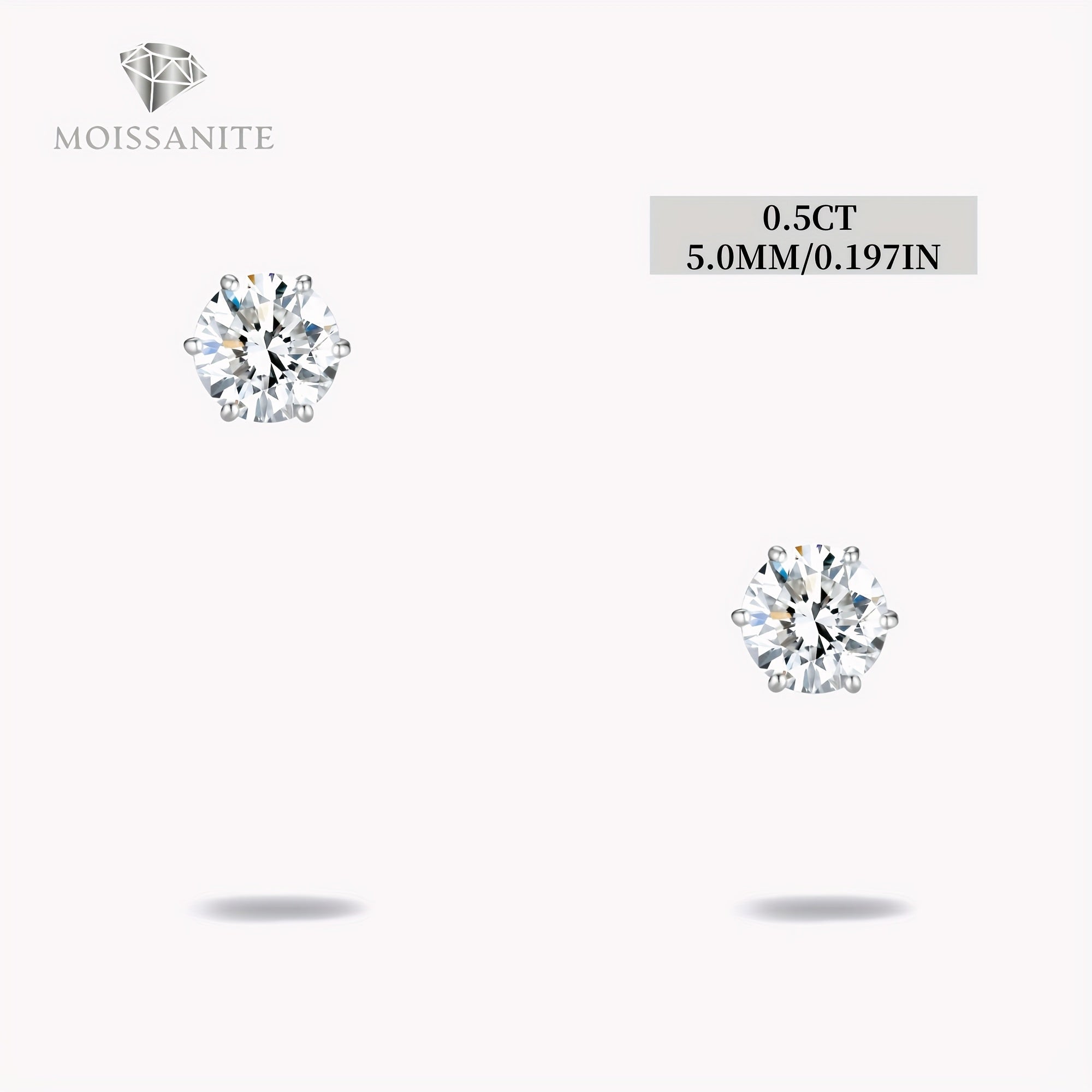 Moissanite Stud Earrings D Color VVS Brilliant Round Cut S925 Sterling Silver – 1CT to 10CT Options, Velvet Pouch & Polishing Cloth Included, Perfect Birthday, Christmas & Valentine’s Day Gift (4.25g)
