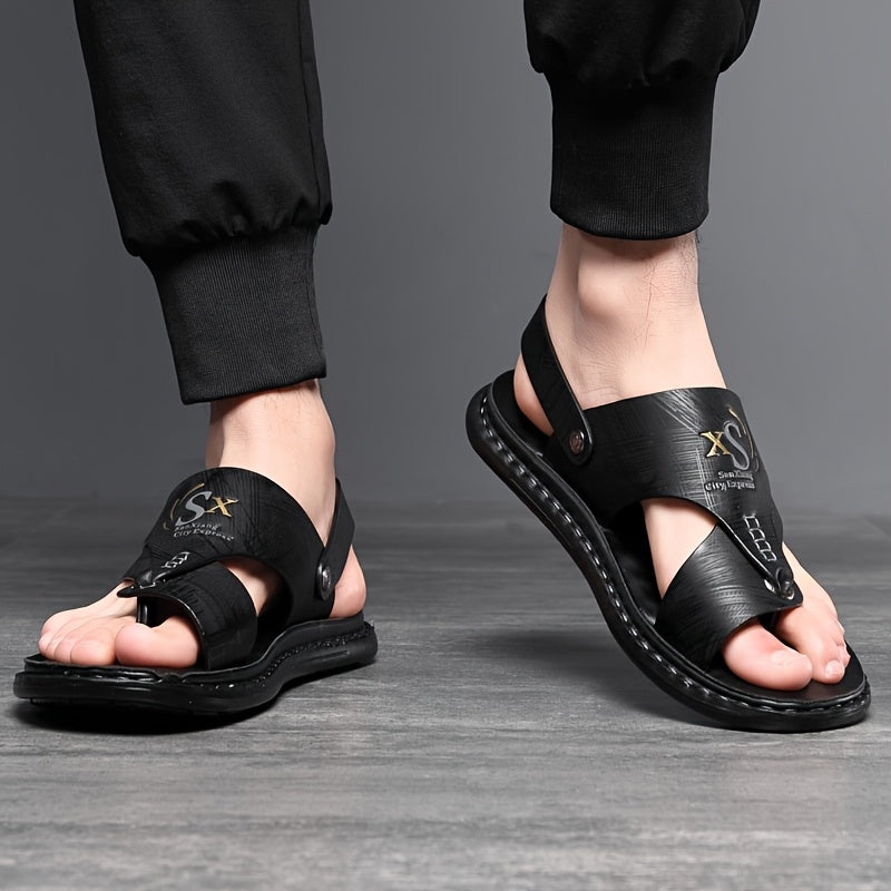Arch Support Slip-On Men's Hiking Sandals Open Toe – Lightweight All-Season Sports Beach Walking Outdoor Shoes, Black Grey Brown, Wide Sizes US 7–13.5