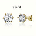 S925 Sterling Silver Moissanite Stud Earrings for Women – Vintage Elegant Style, 0.5CT 1CT 2CT 3CT, Gold & Silver, Daily Wear & Party Jewelry Gift