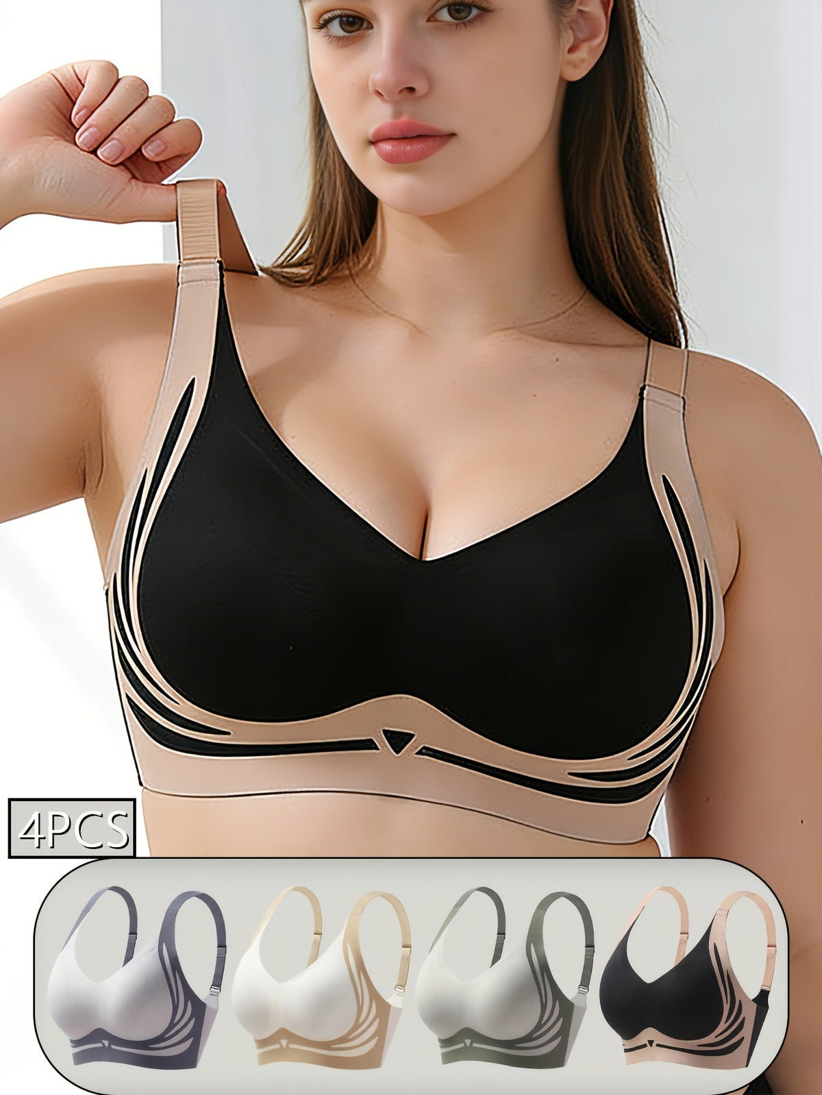4 Pack Anti-Gravity Lifting Adhesive Nubra Bra for Women – Wireless Invisible Stick-On Bra for Backless Strapless Low-Cut Outfits, Breathable No-Gather Light Luxury Underwear, Sizes L & XXL