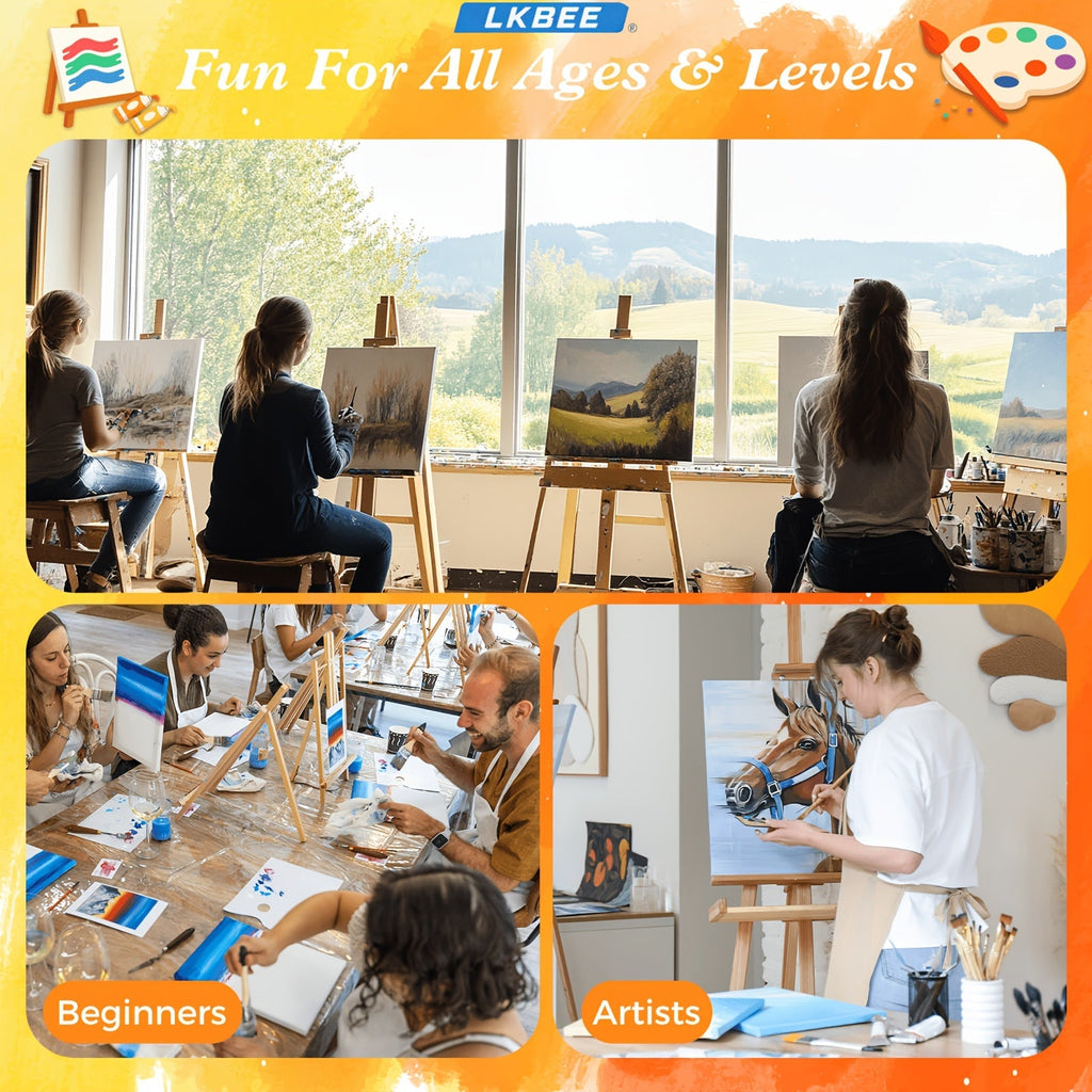 Stretched Canvas Board Set Round and Square Multi-Size Combo 5 to 20 Piece Packs – Pre-Primed Acid-Free Cotton Canvas for Acrylic Pouring Wet-on-Wet Oil Painting Mixed Media and Classroom Teaching