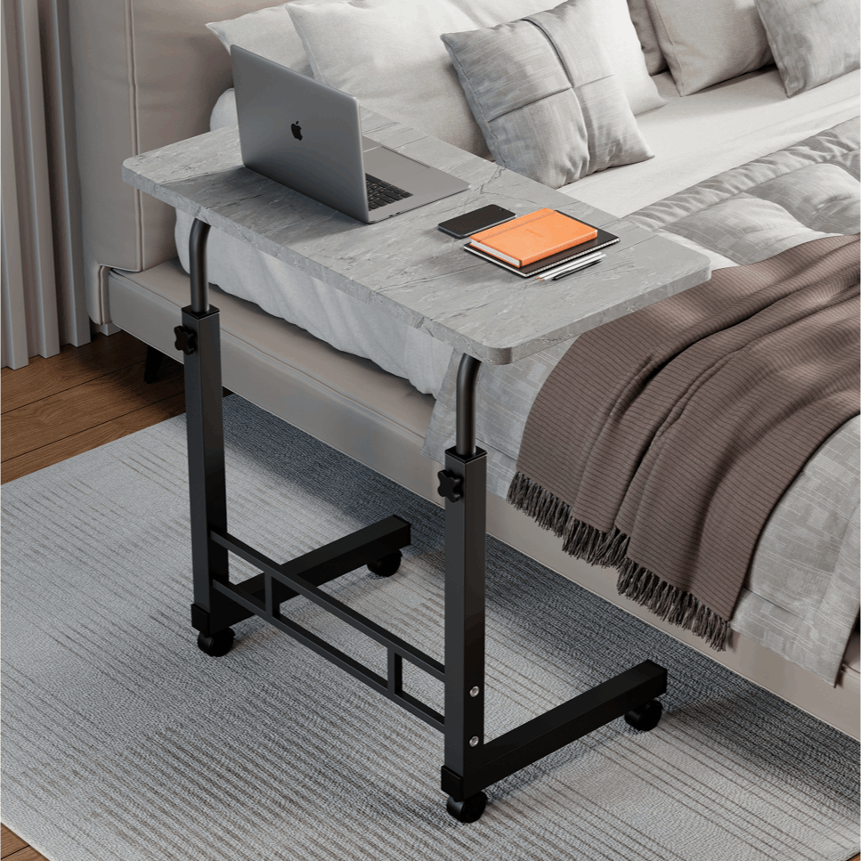 Mobile Lift Table Adjustable Height Rolling Laptop Desk with Wheels Bedside Sofa Side Table for Bedroom Home Office Dorm