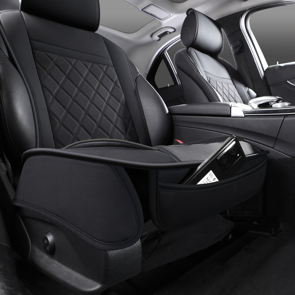 Universal Front Car Seat Covers 2 Pack Full Surround High-Back Bucket Seat Protector Anti-Slip Easy Install for Cars SUVs Trucks Multiple Colors and Styles Aero Wave Luxe Diamond Dynamic Stripe