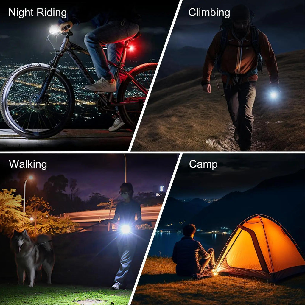 USB Rechargeable LED Bike Light Set with Whistle – 1500 Lumen Front Headlight & Rear Taillight, 6+4 Modes, LED Power Display, Portable Safe Night Cycling Light for Road Mountain Commuter Bike