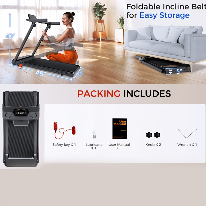 Foldable Treadmill 3-in-1 with 14% Incline & 3.0HP Quiet Motor – Portable Home Treadmill 300 LBS Capacity, Walk Jog Run Modes, Compact Walking Pad for Home Gym Apartment