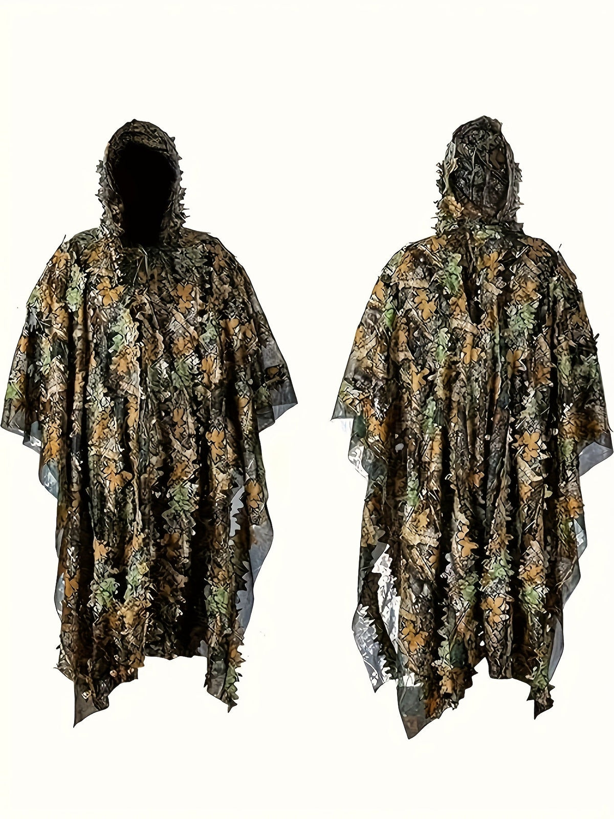 3D Maple Leaf Camouflage Ghillie Suit with Net Hood One Size Fits S-XL – Camo Hunting Suit for Deer Turkey Hunting Bird Watching Airsoft Paintball Survival Games Wildlife Photography Fern Green