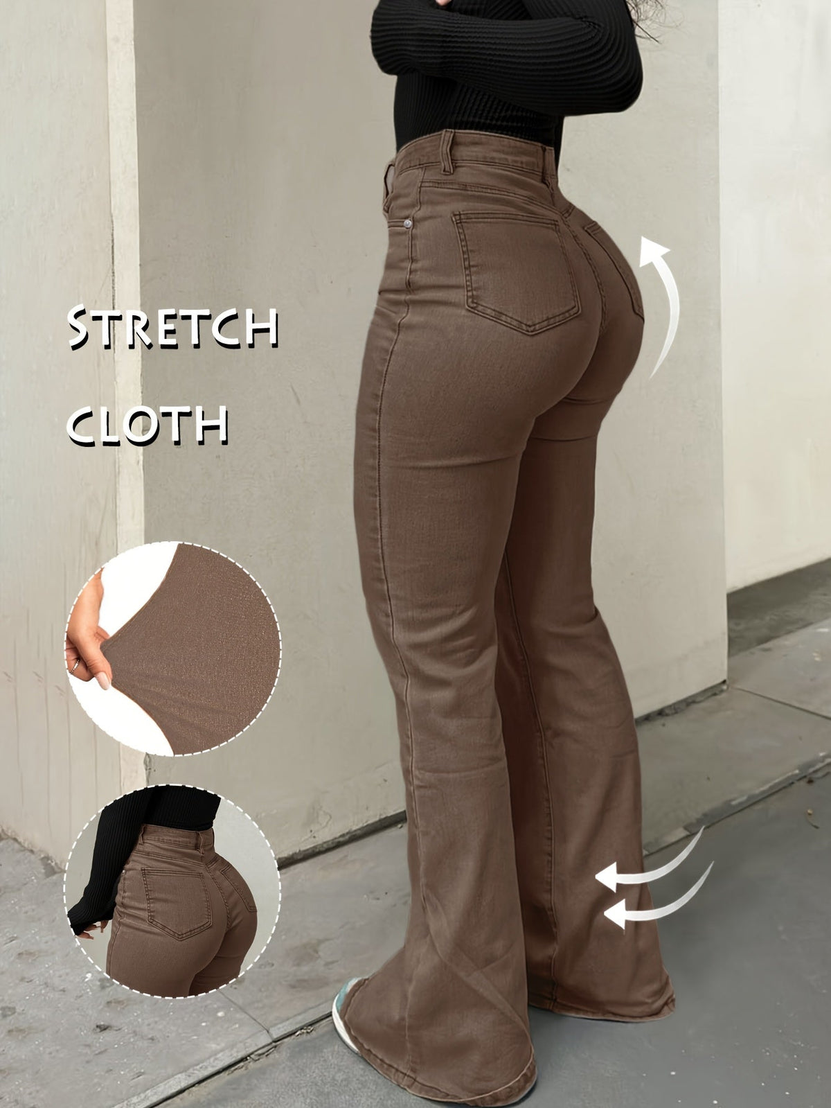 Y2K Vintage High-Waist Straight Leg Denim Jeans Women High Elastic Waistband Solid Color Long Pants 12 Colors XS-XXL Streetwear