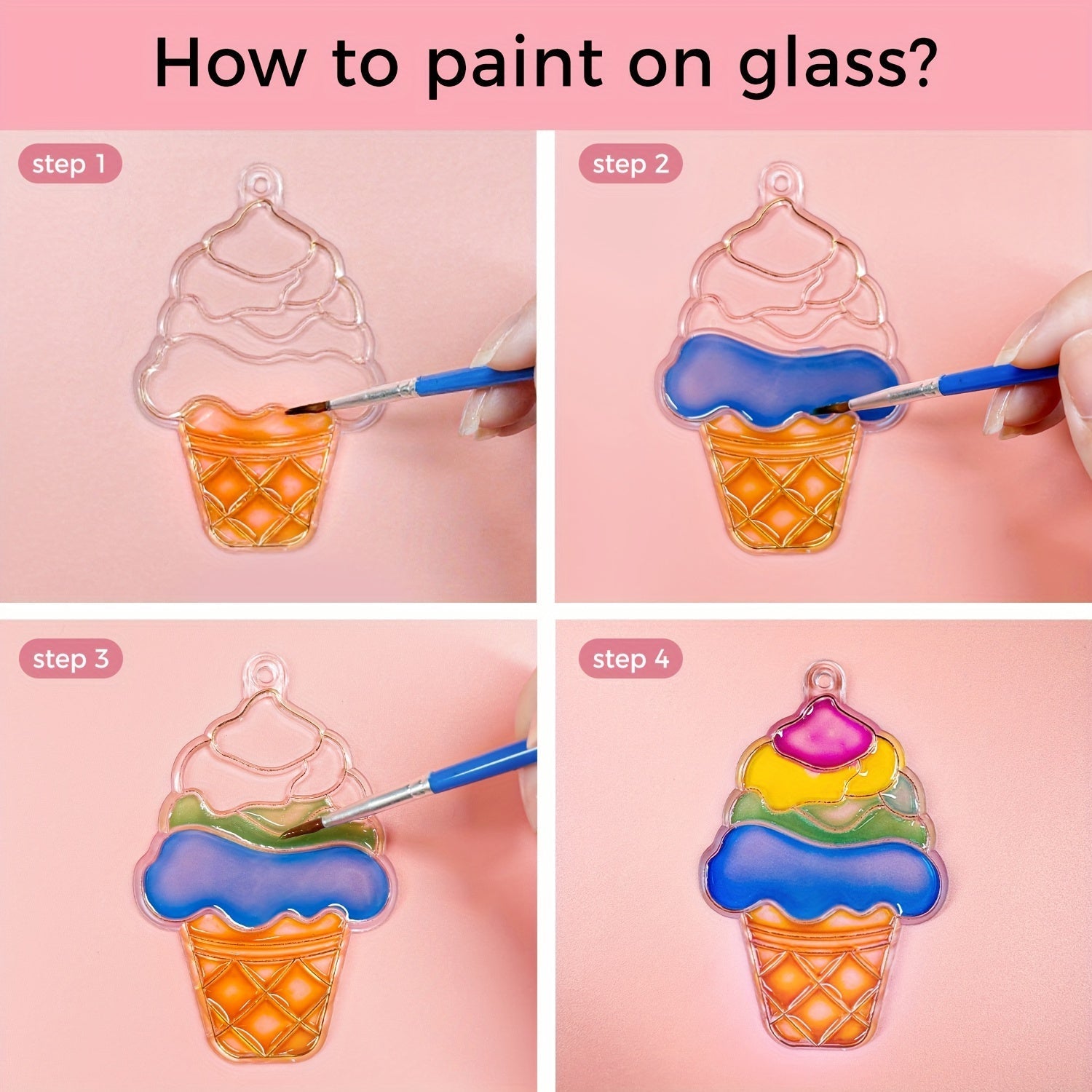 Glass Paint Set 12 Colors Non-Toxic Acrylic Stained Glass Painting Kit for Wine Glasses Windows Ceramic Mugs ASTM Certified Odorless with 3 Brushes for Adults Artists and Beginners