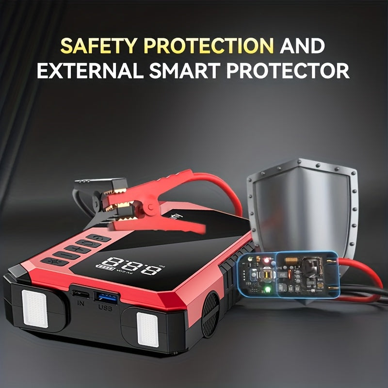 Jump Starter with Digital Tire Inflator 5000A 10000A Peak Multi-Function Car Jump Box Smart Battery Clamps LED Flashlight Power Bank Emergency Kit for Car Truck SUV RV Motorcycle – G800 G818
