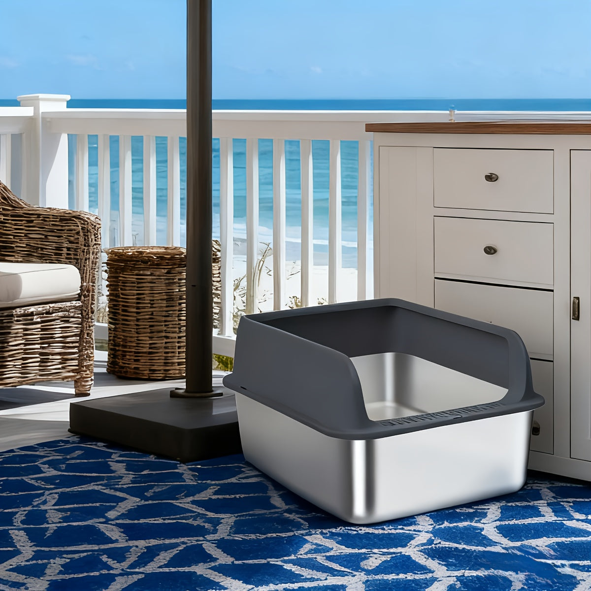 Stainless Steel Cat Litter Box Odor-Proof High-Sided Metal Litter Tray for Large Medium Small Cats – Non-Stick Anti-Scratch Leak-Proof Easy Clean Indoor Cat Toilet Multiple Sizes & Colors