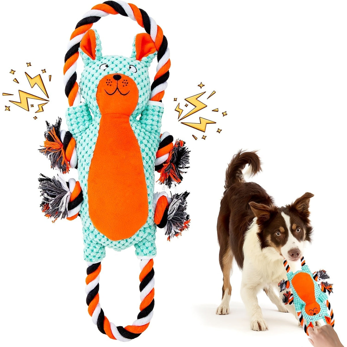 Interactive Squeaky Monkey Dog Toy with Pull Rope Soft Plush Tug Chew Toy for Large Small Dogs Puppies Anxiety Relief Built-In Squeaker Whistle Double Suture Best Gift for Dog Owners