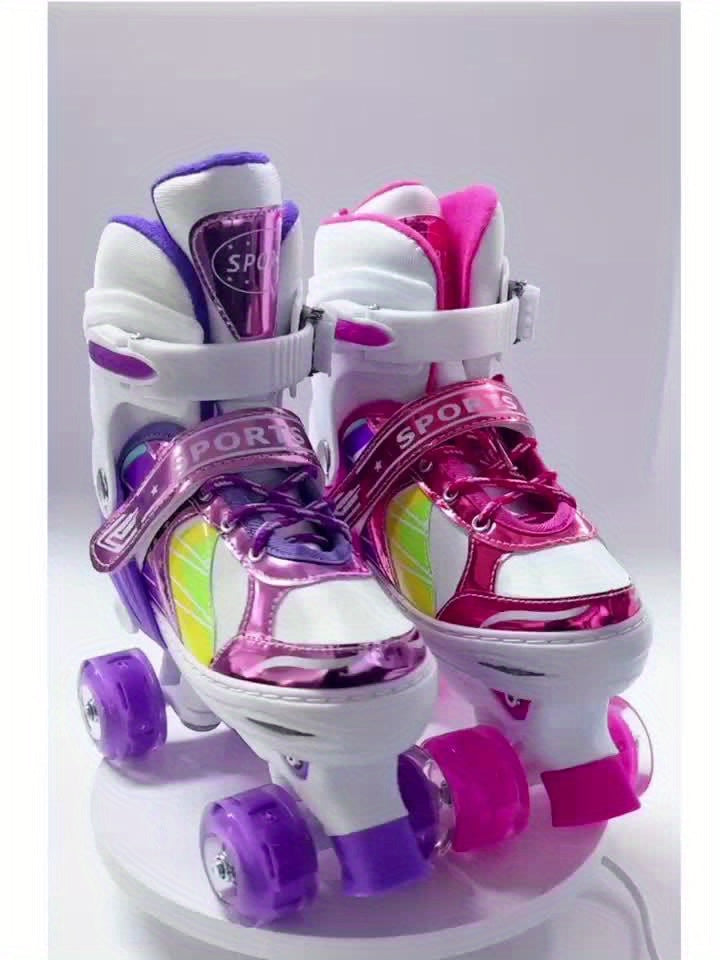 Kids Adjustable Roller Skates 3 Fit Levels Breathable Mesh – Beginner Children Skates in 6 Colors Lavender Purple Dusty Rose Powder Blue for Boys Girls Little Kid to Youth Sizes