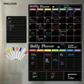 Magnetic Dry Erase Board Set of 3 for Fridge & Wall – Black Monthly Weekly Daily Planner Calendar with 8 Markers, Family Home Office Organizer by Hivillexun