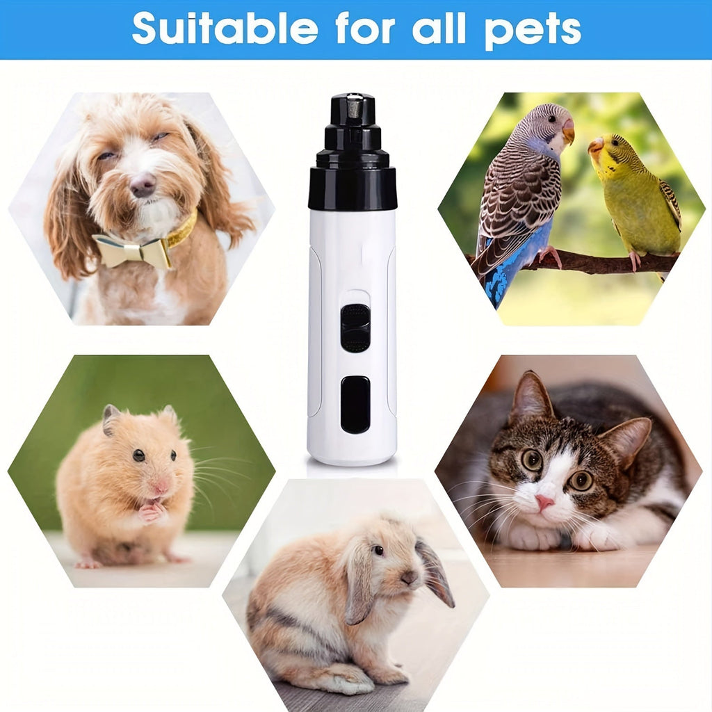 Electric Dog Nail Grinder Quiet Painless USB Rechargeable with LED Screen Multi-Speed Pet Grooming Tool for All Breeds
