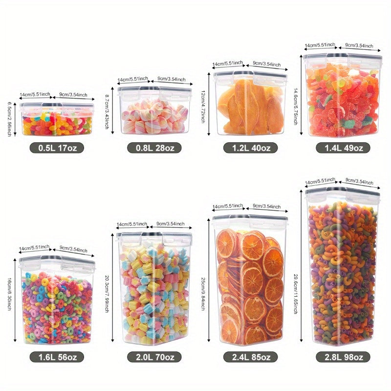 Airtight Food Storage Containers Set with Flip Lids, Labels & Marker – BPA-Free Plastic Pantry Organizer Boxes for Kitchen, Travel & Picnic, Fresh-Keeping Container Set in 12/14/20/48/84 Piece Options