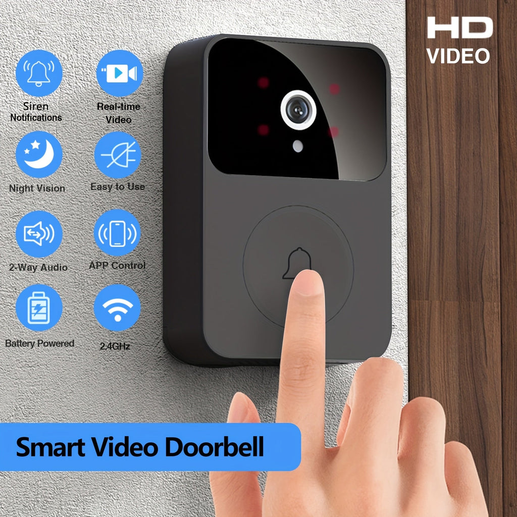 Wireless Video Doorbell Camera with HD Night Vision, Motion Alerts & Two-Way Audio – Smart WiFi Doorbell with Remote Mobile View, Voice Changer, Photo Capture & Rechargeable Battery for Home Security