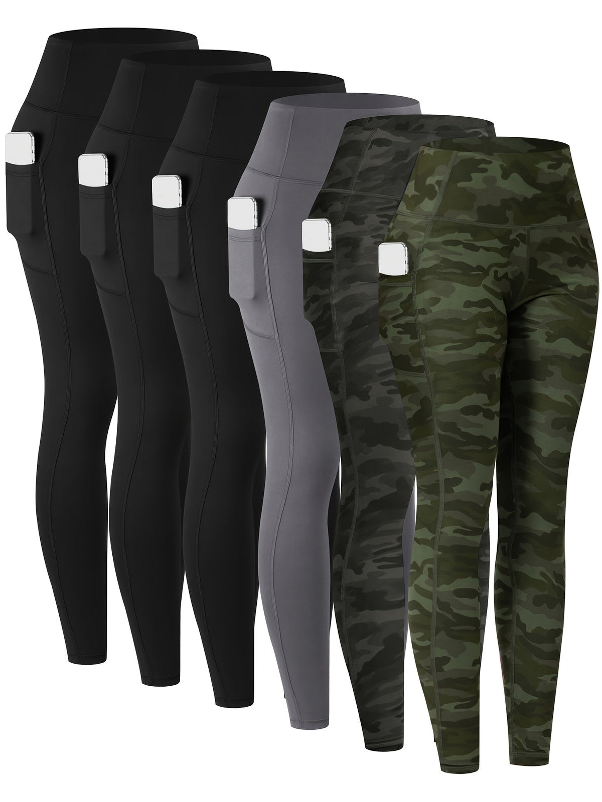 High Waist Leggings with Pockets Women 6 Pack Buttery Soft Tummy Control Yoga Pants Multicolor Sets S-XXL
