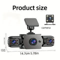 PODOFO 4-Channel Dash Cam 1080P Front Rear Left Right - 3.16" IPS Screen, Night Vision, Loop Recording, 24-Hour Parking Monitor with G-Sensor & Motion Detection, Optional 64GB Card, Vehicle Security Camera
