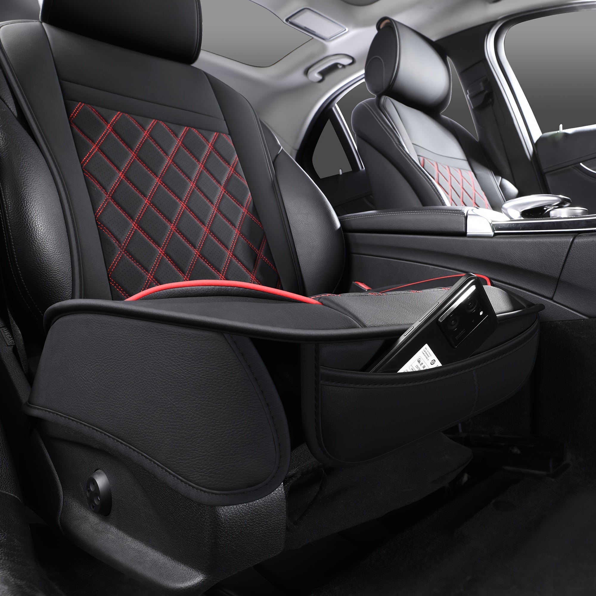 Universal Front Car Seat Covers 2 Pack Full Surround High-Back Bucket Seat Protector Anti-Slip Easy Install for Cars SUVs Trucks Multiple Colors and Styles Aero Wave Luxe Diamond Dynamic Stripe