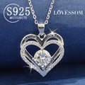 925 Sterling Silver 1-Carat Moissanite Heart Necklace Women – Brilliant Sparkle Heart Pendant Classic Elegant Party Vacation Gift Birthday Christmas